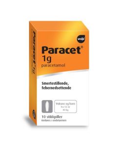 Paracet Stikkpille 1g 10stk