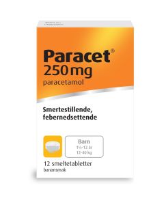 Paracet 250mg smeltetabletter 1,5-12år 12stk